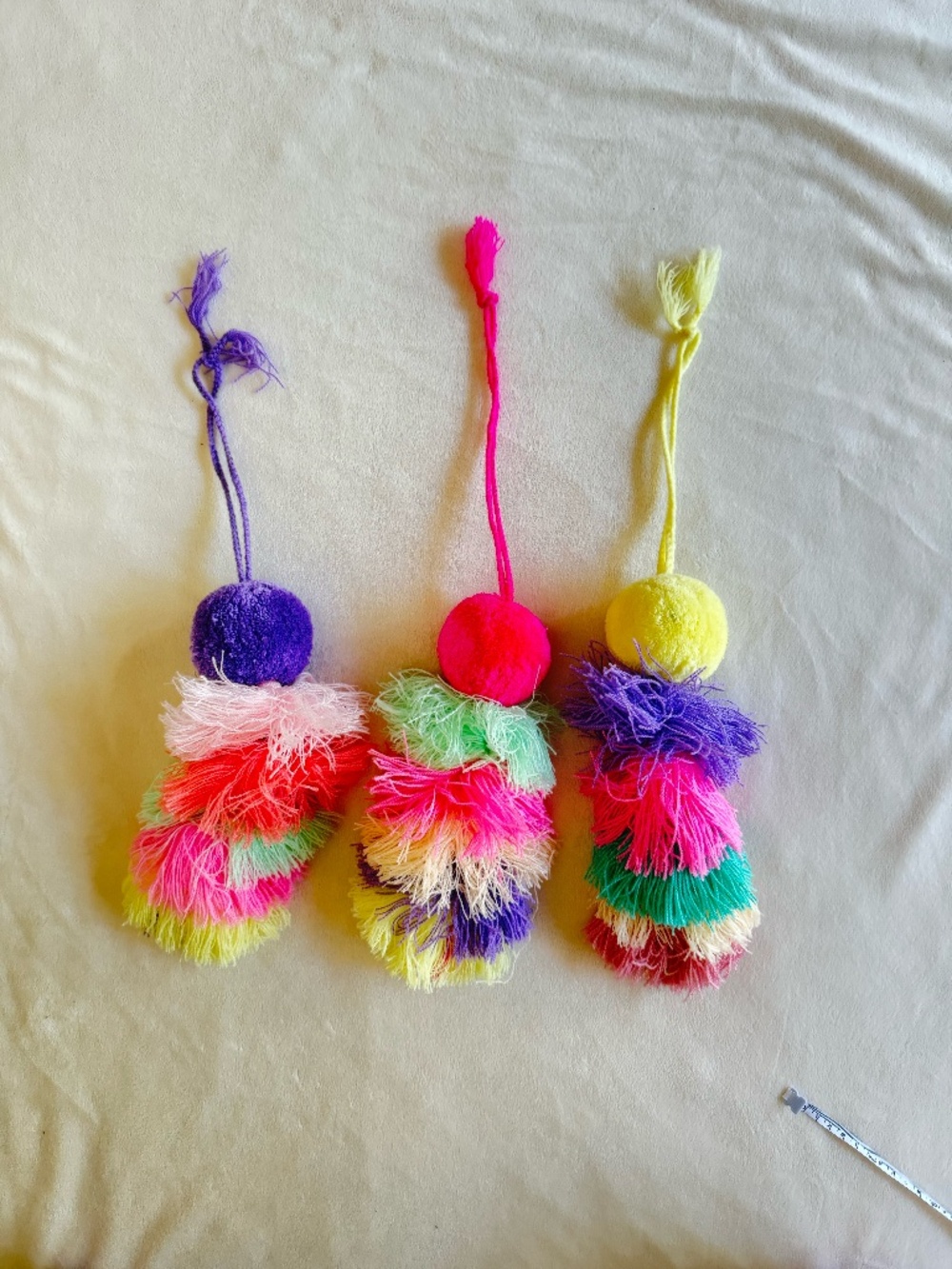 Colorful Boho Pom Pom Tassel Hanging Decor | Set of 3